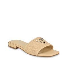 Guess-Tamsey Sandal The Tamsey sandal from Guess offers a seamless blend of chic style and comfort. The woven vamp with metallic triangle logo accent offers a captivating look to this slide sandal, while the square open toe enhances its appeal. Guess Sandals, Guess Shoes, Triangle Logo, The Square, Light Beige, Slide Sandals, Block Heels, Open Toe, Chic Style