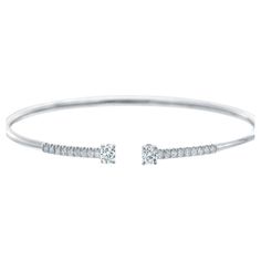 A Link Diamond Bangle Cuff Bracelet 18 Karat white gold. These Ideal cut diamonds are 4 prong set. This bracelet measures 1.9 mm - 3.65 mm. The outside dimensions Are 60 x 50 mm Oval. Gold weight 4.4g, 20 diamonds equal to 0.48 cts t.w. F Color and VS1 Clarity Very Good Make and Polish White Gold Bracelet, Diamond Bangle, Brilliant Cut Diamond, Prong Setting, Cuff Bracelet, Bangle Bracelets, Cuff Bracelets, Diamond Cuts, Jewelry Bracelets