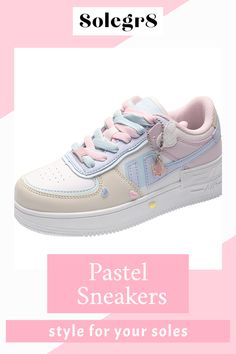 🌸👟 Our new pastel sneaker collection is here to add a pop of color to your wardrobe. From soft lavender to minty freshness, find your perfect shade and make every step a fashion statement. #PastelPower #SneakerStyle Harajuku Style Low-top Sneakers For Spring, Pink Harajuku Sneakers For Spring, Trendy Canvas Shoes With Round Toe, Trendy Round Toe Canvas Shoes, Spring Low-top Sneakers For School, Low-top Sneakers For School In Spring, Spring School Low-top Sneakers, Trendy Lace-up Sneakers For School, Pink Chunky Sneakers With Thick Bottom For Spring