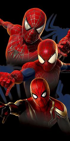 the amazing spider - man is shown in three different poses