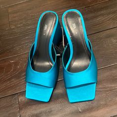 Nwt Zara Blue Heels Attico Vibe Shoes. Such A Beautiful Color And A Great Dupe! Open Square Toe, Really Cute Heel Perfect For Summer Aquamarine Color Pfsf Home Chic Blue High Heel Sandals, Chic Blue Sandals For Night Out, Blue Heels With Padded Heel For Night Out, Blue Round Toe Sandals For Night Out, Blue Sandals With Round Toe For Night Out, Blue Sandals With Wrapped Heel For Night Out, Blue Pointed Toe Sandals For Night Out, Blue Sandals With Sculpted Heel And Square Toe, Blue Wrapped Heel Spring Heels