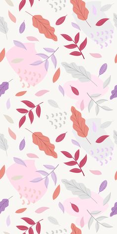 a pattern with leaves and berries on a white background