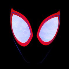 an image of a spider man face in the dark with glowing eyes and red ears