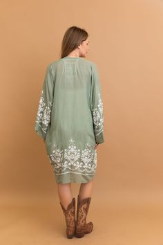 Transform any outfit with our Blossom Breeze Embroidered Kimono. Featuring delicate floral embroidery, this kimono adds a touch of cute, stylish, and trendy charm to your look. Perfect for any occasion, it's a must-have for any fashion-forward wardrobe. #lovemyleto 100% Polyester Imported Spring Cotton Kimono With Floral Embroidery, Spring Embroidered Long Sleeve Kimono, V-neck Floral Embroidery Kimono For Summer, Embroidered One-size Summer Kimono, Elegant Long-sleeved Kimono With Floral Embroidery, Embroidered Kimono, Summer Kimono, Headband Hairstyles, Floral Embroidery