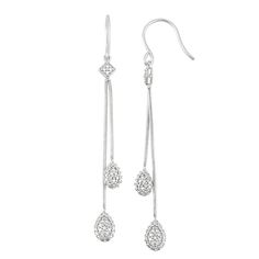 Adorned with radiant diamond accents, these sterling silver linear drop earrings offer breathtaking beauty. Click on this JEWELRY & WATCHES GUIDE to learn about fit, styles, materials and more!EARRING DETAILS Length: 2.53 in. Backings: fishhook Metal: rhodium-plated sterling silver DIAMOND DETAILS Total weight: less than 1/10 ct. Shape: round Color grade: J Clarity: I3 Setting: prong Gemstones may have been treated to enhance their appearance. Special care may be required. Please visit our Gemst Diamond White Dangle Linear Earrings, Linear Dangle Earrings With Diamond Accents For Anniversary, Fine Jewelry Linear Dangle Earrings In Diamond White, Diamond White Dangle Linear Earrings In Fine Jewelry Style, Long Drop Linear Earrings With Diamond Accents For Anniversary, White Gold Teardrop Dangle Earrings, Anniversary Diamond Accented Long Drop Linear Earrings, Anniversary Diamond Accented Long Drop Earrings, Diamond White Linear Earrings With Diamond Accents