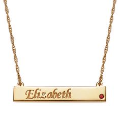 Personalized Name and Birthstone Crystal Bar Necklace   Give something meaningful when you give this personalized bar necklace. Customize the bar pendant with a name and birthstone crystal of your choice, making this piece one to remember.  Design Information      Bar station has a bezel-set, round colored crystal and room for one name   Good to Know      Personalize with script-font name up to 9 letters, first letter capitalized only. Planet Jewelry, Personalized Bar Necklace, Necklace With Name, Bar Station, Arabic Jewelry, Chevron Necklace, Bar Necklace Personalized, Birthstone Colors, Family Jewellery