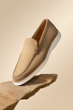 Classic Slip-ons With Rubber Sole And Flat Heel, Modern Business Slip-ons With Contrast Sole, Workwear Slip-on Moccasins With Contrast Sole, Business Casual Slip-ons With Almond Toe And Stitched Sole, Business Casual Slip-ons With Leather Sole And Almond Toe, Timeless Slip-ons With Rubber Sole And Plain Toe, Business Casual Slip-ons With Leather Sole And Flat Heel, Slip-on Oxfords With Stitched Sole And Plain Toe, Wingtip Slip-ons With Removable Insole