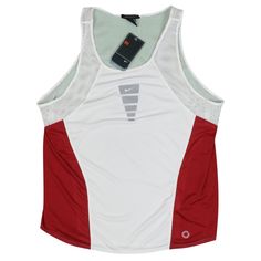 Follow Me On Instagram: Vogue_squared Vintage Nike Sphere Mesh Small Center Swoosh Running Singlet Tank Top Shirt New White And Red With Reflective Silver In The Middle Mens Size Xl Measurements Are: 23 Inches Underarm To Underarm 29 Neck Seam To Bottom Polyester Check Out My Other Items In My Store! V68 Nike Sleeveless Tops For Sports Events, Nike White Tops For Gym, White Nike Tops For Gym, Red Breathable Tops For Summer, White Breathable Sports Top, Red Sportswear Tops For Summer, Red Training Tops For Summer, Breathable White Sportswear Tops, White Sporty Tops For Running