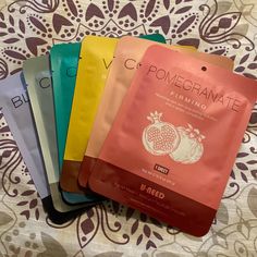 6 Different Sheet Masks. One For: Elasticity Brightening Cooling Purifying Two For: Firming See Photos For Ingredients. Sheet Face Masks, Sheet Face Mask, Burr Basket, Face Mask Aesthetic, Mask Aesthetic, Wishlist 2024, Face Sheet Mask, Sheet Masks, Skin Care Mask