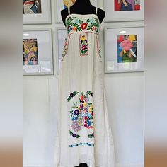 Shop ctindog's closet or find the perfect look from millions of stylists. Fast shipping and buyer protection. gorgeous Summer/beach maxi dress one size Cotton Embroidered Beach Sundress, Sleeveless Cotton Embroidered Dress For Beach, Cotton Embroidered Sundress For Beach, White Cotton Dresses For Vacation, White Cotton Dress For Vacation, Beach Cotton Dress With Floral Embroidery, Cotton Beach Dress With Floral Embroidery, Beach Dress With Floral Embroidery In Cotton, Summer Embroidered Beachwear Maxi Dress