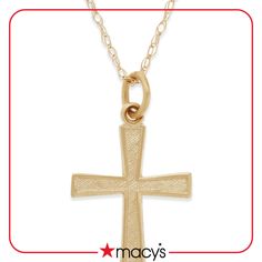 in stock Fine Jewelry Tarnish Resistant Cross Pendant, Classic Gold Jewelry From Macy's, Classic Yellow Gold Jewelry From Macy's, Macy's Tarnish Resistant Jewelry Gift, Macy's Classic Gold Jewelry, Macy's Classic Yellow Gold Jewelry, Tarnish Resistant Yellow Gold Cross Pendant Jewelry, Tarnish Resistant Yellow Gold Cross Pendant, Classic Yellow Gold Cross Pendant Jewelry