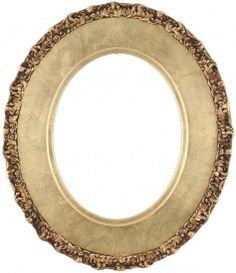 an oval gold frame on a white background