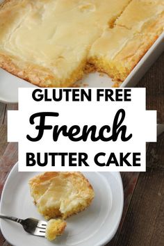 gluten free french butter cake on a white plate