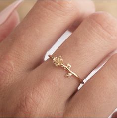 PLEASE ALLOW 1 WEEK FOR FINE JEWELRY TO SHIP. Fine jewelry ships via free priority shipping in the U.S and insurance. We will upgrade it for you upon shipping. 14kt solid gold handcrafted rose stem ring. Made to last a lifetime. Dainty and delicate. Gold Rose Ring, Rings Moon, Gold Video, Moon And Star Ring, Forever Rose, Versatile Jewelry, Rose Ring, Rose Jewelry, Moon And Star