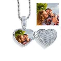 This beautifully crafted sparkling locket necklace has gone viral and is being talked about as the gift of the year! This necklace allows you to put a meaningful image inside a heart-shaped locket as well as engraved text on the back. Now available in two chain types and two colors, this personalized necklace is definitely something that will never be forgotten. Free Shipping Premium Quality Guaranteed Delivery Customized Jewelry Keepsake For Valentine's Day, Customized Jewelry For Valentine's Day Keepsake, Personalized Heart Medallion Necklace For Anniversary, Personalized Medallion Heart Necklace For Anniversary, Double Heart Locket Necklace For Mother's Day Anniversary, Double Heart Locket Necklace For Anniversary On Mother's Day, Double Heart Locket Necklace For Anniversary And Mother's Day, Customizable Heart Pendant Jewelry For Keepsake, Personalized Heart Cut Jewelry For Keepsake