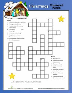 christmas crossword puzzle for kids with the word's name and pictures on it