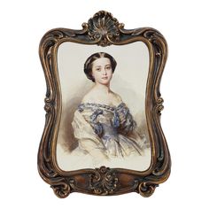 a portrait of a woman in an ornate frame