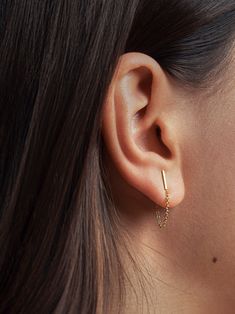 "Stud threader earrings  a minimalist earrings style for everyday use DETAILS * Approximate size : Bar measures 0,31\" (8mm) long x  0,04\" (1mm) thick, Chain length: 1,38\" (35mm), earring drop length: 0.94\"(24mm). * Earring backs are sterling silver scrolls. * Earring post length is 0,4\" (10mm). * Sold as a Pair. * This listing is for a pair of Bar Chain Stud earrings only. MATERIALS Please use the drop-down menu to select your preference: * 24k Yellow Gold Plated * 18k Rose Gold Plated * 92 Minimalist Dangle Box Chain Jewelry, Minimalist Dangle Jewelry With Box Chain, Minimalist Box Chain Threader Drop Earrings, Minimalist Threader Drop Earrings With Box Chain, Minimalist Linear Earrings With Box Chain As Gift, Minimalist Linear Earrings With Box Chain For Gift, Classic Box Chain Earrings For Everyday, Minimalist Sterling Silver Earrings With Box Chain, Minimalist Box Chain Threader Earrings Gift