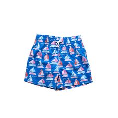 * Our SS24 Collection is estimated to ship the week of January 28th. Style: Our classic swim trunks were designed with his comfort in mind. This style features an elastic waistline and includes a contrast drawstring to ensure the perfect fit. Fabric: This style is made with premium SPF/UPF 50+ fabric that will protect 98% of the sun's harmful rays with 4-way stretch technology giving this fabric movement and flexibility. This fabric is soft, moveable and fast drying. A soft mesh liner is include Summer Swim Trunks With Built-in Shorts For Pool, Beachy Swim Trunks With Built-in Shorts For Pool, Playful Blue Swim Trunks For Poolside, Playful Bottoms With Elastic Waistband For Pool, Playful Blue Swim Trunks For Summer, Playful Blue Swim Trunks With Elastic Waistband, Playful Swim Trunks With Built-in Shorts, Playful Swimwear With Elastic Waistband For Pool, Summer Swim Trunks For Vacation Pool