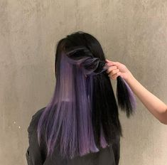 Long Purple Hair, Korean Hair Color, Hair Color Underneath, Hair Dyes, Dye Ideas