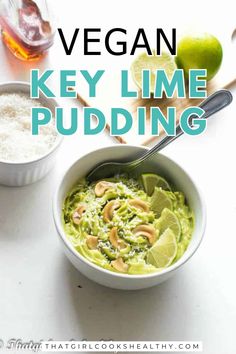 vegan key lime pudding in a white bowl