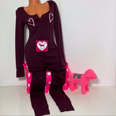 New With Tags Victoria’s Secret Pink Onesie Hearts Xmas Christmas Candy Canes Holiday Super Soft Button Up Size Extra Small Small No Offers Please Victoria Secret Christmas, Victoria Secret Pink Pajamas, Pink Pride, Purple Pajamas, Pink Onesie, Victoria Secret Pajamas, Pink One Piece, Pink Pajamas, One Piece Pajamas