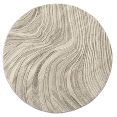 a round rug with wood grain pattern on the top and bottom, in grey tones