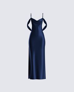 You can have anything you want if you dress for it ✨ Make it clear you deserve the best while flowing with elegance in this navy gown made with a satin-charmeuse fabric, complete with a draped shawl detail 👑 Navy Gown, Draped Gown, Prom Dress Inspo, Drape Gowns, Prom Dress Inspiration, Cute Prom Dresses, Handmade Dress, Pretty Prom Dresses, Looks Street Style