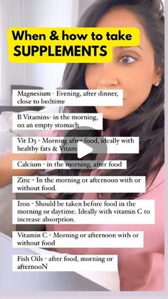 Dr. Poonam Desai| Health, Longevity, Fitness on Instagram: "Here is a simple guide to supplements! ⭐️ Always talk to your doctor before taking any supplements. I personally like to get my vitamins and nutrients from food but sometimes it not possible and supplements are needed   You want me to share what brands I personally take?  Do you want me to share the brands I take?  #supplements #health #healthy #vitamind #magnesium" Daily Supplements For Women, When To Take Vitamins, Women Health Vitamins, Healthy Period, Health Vitamins, Supplements For Women, Bariatric Eating, Women Health Care, Stomach Fat