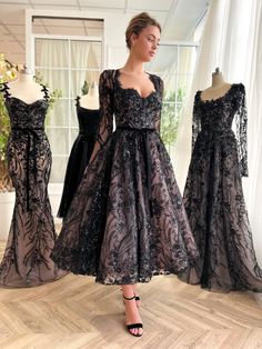 Black Lace Dresses, Showstopper Dress, Teuta Matoshi, Blush Lace Dress, Black Lace Fabric, Elegant Ball Gowns, Elegant Dresses Classy, Rose Blush, Custom Size Dresses