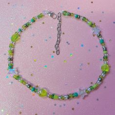 "Will be random! You will either get green hearts & clear stars or clear hearts & green stars :) 14\" long, but feel free to DM about extensions! :)  Will ship out in 1-2 days! 💖" Blue Cotton Candy, Green Hearts, Clear Heart, Blue Choker, Indie Jewelry, Fairy Aesthetic, Fancy Pants, Themed Jewelry, Choker Necklaces