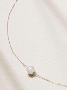 MATEO 14-karat gold pearl necklace Classic Single Strand Pearl Necklace In 14k Gold, Everyday White Gold Necklace With Pearl Drop, Everyday White Gold Pearl Drop Necklaces, Everyday White Gold Pearl Drop Necklace, Delicate Single Strand Necklaces For Formal Occasions, Delicate Single Strand Necklace For Formal Occasions, Classic 14k Gold Pearl Necklace With Round Pendant, Rose Gold Pearl Charm Jewelry In 14k Gold, 14k Rose Gold Jewelry With Pearl Charm