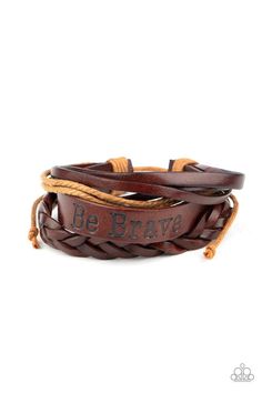 Brave Soul - Brown Paparazzi bracelet - sofancyjewels Adjustable Sliding Knot, Sliding Knot Closure, Brown Bracelet, Brave Soul, Sliding Knot, Paparazzi Accessories, Be Brave, Paparazzi Jewelry, Blue Heart