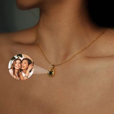 Personalized Heart Photo Necklace Your first date, first kiss, or first vacation together: no matter what picture connects you, keep it in your heart every day with this personalized photo necklace. Just peek inside the stone or hold the photo stone up to your phone camera to see the image inside. DETAIL * Please hold on the chain and hang it up to a lighted window, put it very close to your eyes and peek inside.  * Material: 925 Sterling Silver / Copper * Color: Silver, Gold, Rose Gold * Pendant: 12 mm * Personalisation: Any photo * If there are some bubbles inside the pendant, please try to clean the back side (flat side) with tissue. Please do not hesitate to contact me. PRODUCTION TIME * All our products are made to order so please allow us to take 6-14 business days to finish your jew Gifts Mom, Heart Locket Necklace Picture, Customized Heart-shaped Necklace For Gifts, Customizable Heart-shaped Necklaces For Gifts, Heart Necklace With Picture Inside, Necklace With Picture Inside, Photo Projection Necklace, Pendant Necklace With Picture Inside, Personalized Heart Photo Necklace