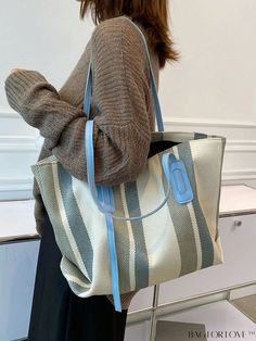 BagForLove - Fashionable Striped Canvas Tote with Large Capacity - Elegant Womens Shoulder Bag Product Description Color Blue Type Square Bag Bag Size Medium Pattern Type Striped Style Fashionable Composition 100% Nylon Material Nylon Size Chart INCH CM Bag Length Bag Width Bag Height Handle Height 11.4 inch 6.3 inch 10.2 inch 10.2 inch Bag Length Bag Width Bag Height Handle Height 29 cm 16 cm 26 cm 26 cm Details Pictures Similar Products h2 { text-align: center; } /* æ¢è¡ */ li{ white-space: normal; word-break: break-all; word-wrap: break-word; } .red-box { width: 100%; display: flex; flex-direction: row; flex-wrap: wrap; justify-content: center; } .red-box > div { width: 190px; height: 250px; margin: 10px; } .red-box > div > a > img { width: 190px; height: 250px; } .size-box { width: 1 Casual Beige Canvas Shopping Bag, Trendy Large Capacity Gray Shoulder Bag, Trendy Blue Canvas Bag For Errands, Casual Large Shoulder Bag For Shopping, Trendy Beige Canvas Bag, Trendy Canvas Tote Bag For Errands, Casual Large Shopping Bag, Large Casual Canvas Shopping Bag, Trendy Bucket Canvas Bag