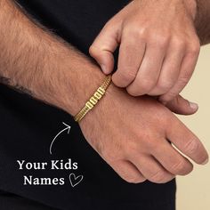 "Introducing our exquisite Dad Bracelet with Kids Names, a perfect gift for every proud father out there. Crafted with love and attention to detail, this bracelet reflects the deep bond between a dad and his little ones. Made from high-quality materials, this bracelet is not only timeless but also durable, ensuring that it will be a cherished keepsake for years to come. Whether it's Father's Day, a birthday, or any special occasion, this Dad Bracelet with Kids Names will make a heartfelt and sen Custom Name Adjustable Chain Bracelet For Anniversary, Custom Name Chain Bracelet For Anniversary, Adjustable Chain Bracelet With Custom Name For Anniversary, Personalized Adjustable Chain Bracelet For Anniversary, Adjustable Jubilee Bracelet For Mother's Day, Friendship Bracelets For Mother's Day With Nameplate, Friendship Nameplate Bracelets For Mother's Day, Mother's Day Friendship Bracelets With Nameplate, Mother's Day Friendship Bracelet With Nameplate