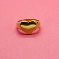 Made in solid 14K Yellow gold, not plated or filled. A gorgeous piece! Miami Fl, Gold Heart, Ring Size 7, Heart Of Gold, Signet Ring, Rings Statement, Wedding Shop, Statement Rings, Miami