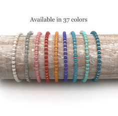 Minimalist boho stretch anklets/bracelet made of miyuki seed beads alternated with gold or silver miyuki beads. Miyuki is a Japanese brand known for its beautiful colors and high quality. Because the color has already been mixed in the bead, the colors remain beautiful! Choice of 37 colors (see selection screen). Nice to mix and match with each other and all other anklets and bracelets in this shop. Materials: *High quality elastic * Miyuki seed beads: in different colors - 3 mm * Miyuki seed beads: gold or silver - 2 mm Size anklets/bracelets can be ordered in: * 15 cm to 26 cm NO MEASURING TAPE IN THE HOUSE? Use a piece of string and place it next to a ruler. Measure your size and add 0.5 cm, then you are always right. TIPS FOR MAINTAINING YOUR JEWELERY: * do not stretch the bracelet/ank Heishi Beaded Bracelets For Everyday Summer Wear, Summer Friendship Bracelets With Tiny Beads As Gifts, Everyday Heishi Beads Bracelet For Summer, Summer Gift Friendship Bracelets With Tiny Beads, Summer Friendship Bracelets With Heishi And Spacer Beads, Everyday Heishi Beads Friendship Bracelets For Summer, Turquoise Friendship Bracelets With Tiny Beads For Summer, Turquoise Friendship Bracelet With Tiny Beads, Summer Friendship Bracelets With Tiny Turquoise Beads