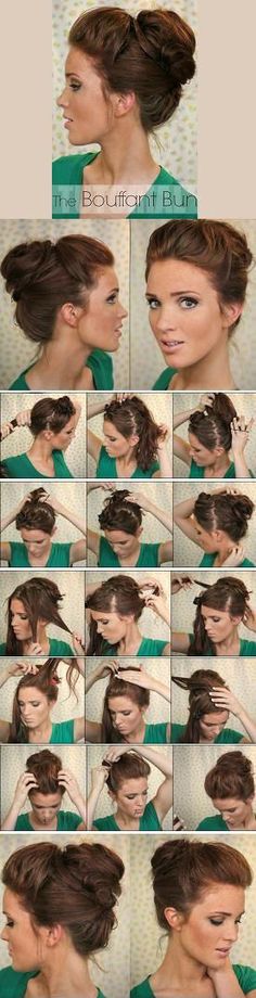 Saifou images | Welcome to SaiFou – Inspiring images Easy Updo Hairstyles Tutorials, Bouffant Bun, Sanggul Modern, Skirt Diy, Easy Updo Hairstyles, Easy Bun Hairstyles, Hair Bun Tutorial, Fishtail Braid