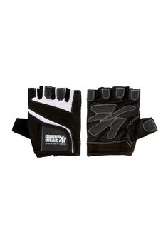 a pair of black and white gym gloves