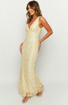 Yellow Lace Maxi Dress

How to style:
Our best selling lace maxi dress () is here in our favourite summer () yellow print! Add life into your wardrobe with this stunning piece - perfect for a formal () event or wedding.


 
Features:


  
 * Lace outer material 
 * Fully lined 
 * Lightweight material 
 * V neckline 
 * Lots of stretch 
 * Large cut out in back 
 * Maxi length 
 * Pull on style Yellow V-neck Maxi Dress For Wedding, Garden Party Maxi Dress For Prom Season, Yellow Floral Print Maxi Dress For Wedding, Chic Yellow Maxi Dress For Formal Occasions, Elegant Yellow V-neck Maxi Dress, Yellow Floor-length Maxi Dress For Prom, Elegant Yellow Maxi Dress For Prom Season, Elegant Yellow Floor-length Maxi Dress, Yellow Summer Dresses For Wedding Guest