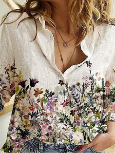 Women's Shirt Blouse White Graphic Floral Button Print Long Sleeve Daily Weekend Basic Streetwear Shirt Collar Regular Floral S Basic Streetwear, Graphic Floral, Streetwear Shirts, Streetwear Tops, Blouse White, Women Shirts Blouse, Brunei, Floral Shirt, Shirt Collar