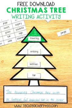 a christmas tree writing activity for kids to practice their handwriting skills and read alouds