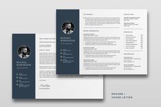 two professional resume templates on top of each other, one is blue and the other has