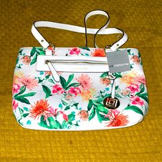 Brand New With Tags Cloth Purse Casual White Bag With Floral Print, Casual White Floral Print Bag, Spring Floral Print Shoulder Bag For Shopping, Feminine Floral Print Shoulder Bag For Spring, Pink Floral Print Bags For Summer, White Floral Print Shoulder Bag For Shopping, Summer Pink Floral Print Bags, Casual Pink Floral Print Shoulder Bag, Spring Floral Print Bags