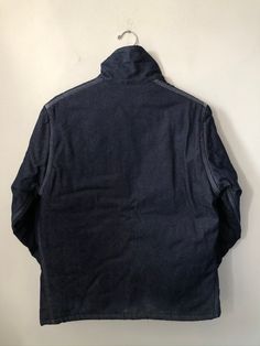 "~ early 90s oshkosh denim chore coat. deadstock. NWT. dark denim. navy quilted lining. corduroy collar. jacket is unworn, but has some light wear marks mainly near the bottom from prior storage (pictured). these may spot clean off or come out in the wash. 30\" long. 24\" across. 23\" arms. legit. legitvintage.etsy.com legitvintage on instagram" Windbreaker Jacket Mens, Navy Quilt, Softball Shirt, Chore Coat, Dark Denim, Nike Jacket, Cute Shirts, Piece Of Clothing, Mens Jackets