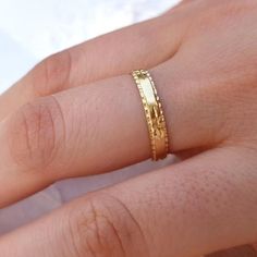 Unique Art Deco Style BOHO TRIBAL Women's Wedding Band, 18K Solid Gold Textured Wedding band, Fine Handmade Jewelry  A wedding ring is one of the most exciting purchases of your life.  #weddingrings #weddingbands #bohowedding  #ALAGIA Dainty Engraved Toe Ring For Wedding, Gold Stackable Rings With Intricate Design For Weddings, Wedding Gold Stackable Rings With Intricate Design, Wedding Stackable Rings With Intricate Design In Gold, Gold Engraved Ring With Intricate Design For Marriage, Yellow Gold Engraved Stackable Wedding Rings, Yellow Gold Stackable Rings With Intricate Design For Wedding, Yellow Gold Ring With Intricate Design For Marriage, Intricate Design Yellow Gold Ring For Marriage