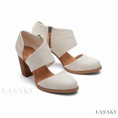 Lasaky - Vintage Round-toe Chunky Heel Sandals Fall Dress Shoes, Comfortable Heels For Work, Heels For Work, Closed Toed Shoes, Dress Shoes For Women, Chunky Heel Sandals, Closed Toe Heels, Shoes Wedding, Chunky Heels Sandals