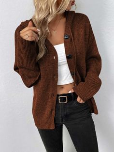 Winter Vest, Hoodie Cardigan, Estilo Chic, Hooded Cardigan, Button Cardigan, Collar Sweater, Cardigan Fashion, Collar Top, Hooded Sweater