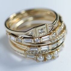 Baguette Half Eternity Ring, Jennie Kwon Elegant Stacked Rings For Wedding, Elegant Stacked Wedding Rings, Luxury Baguette Cut Half Eternity Stackable Rings, Baguette Cut Diamond Stackable Rings, Baguette Cut Diamond Accent Stackable Rings, Luxury 14k Gold Stackable Rings With Baguette Cut, Elegant Wedding Stackable Rings With Baguette Diamonds, Jewelry Redesign, Baguette Diamond Wedding Band